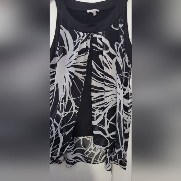 Roz & Ali Black & White Layered Tunic Womens 2X Geometric Lined Boho Ethnic - Picture 3 of 4